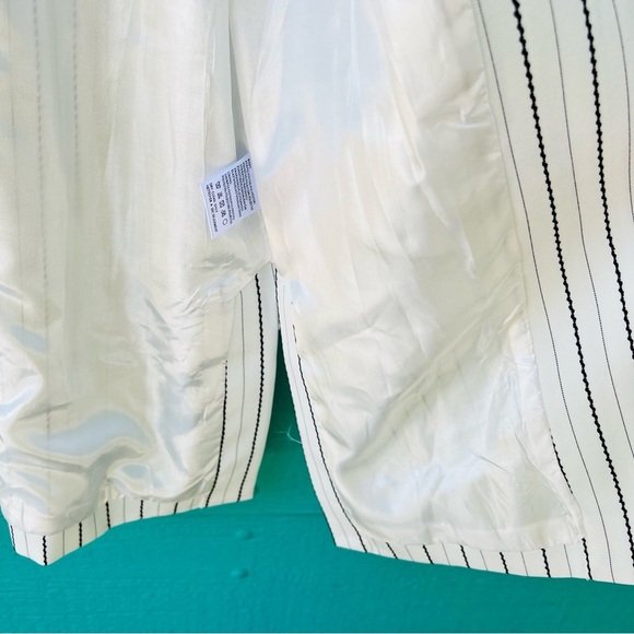 ANTHROPOLOGIE LONGLINE THIN STRIPE OPEN FRONT BLAZER POCKETS SIZE SMALL NWT - Picture 7 of 14